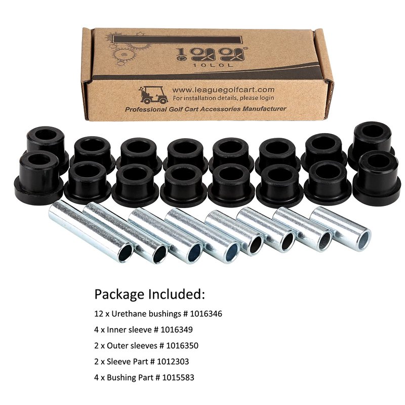 10L0L Golf Cart Front Lower Spring & Front Upper A-Arm Bushing Sleeve Kit for Club Car DS Gas & Electric 1992-up, Replace OEM #1016346 1016349 1016350 1012303 1015583