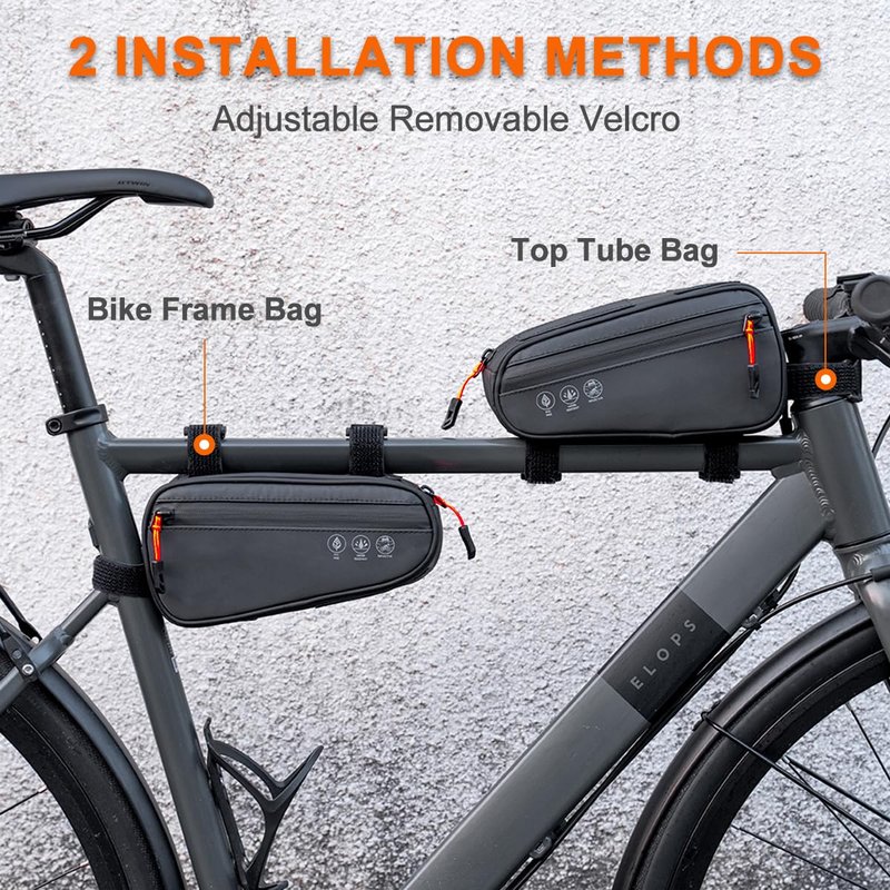 Danuosie Bike Frame Bag, Water Resistant Bicycle Triangle Pouch with 2 Side Pockets, 3-in-1 Under Seat Storage Top Tube Pack for MTB Mountain Road Commuter Bikes, 1.2L