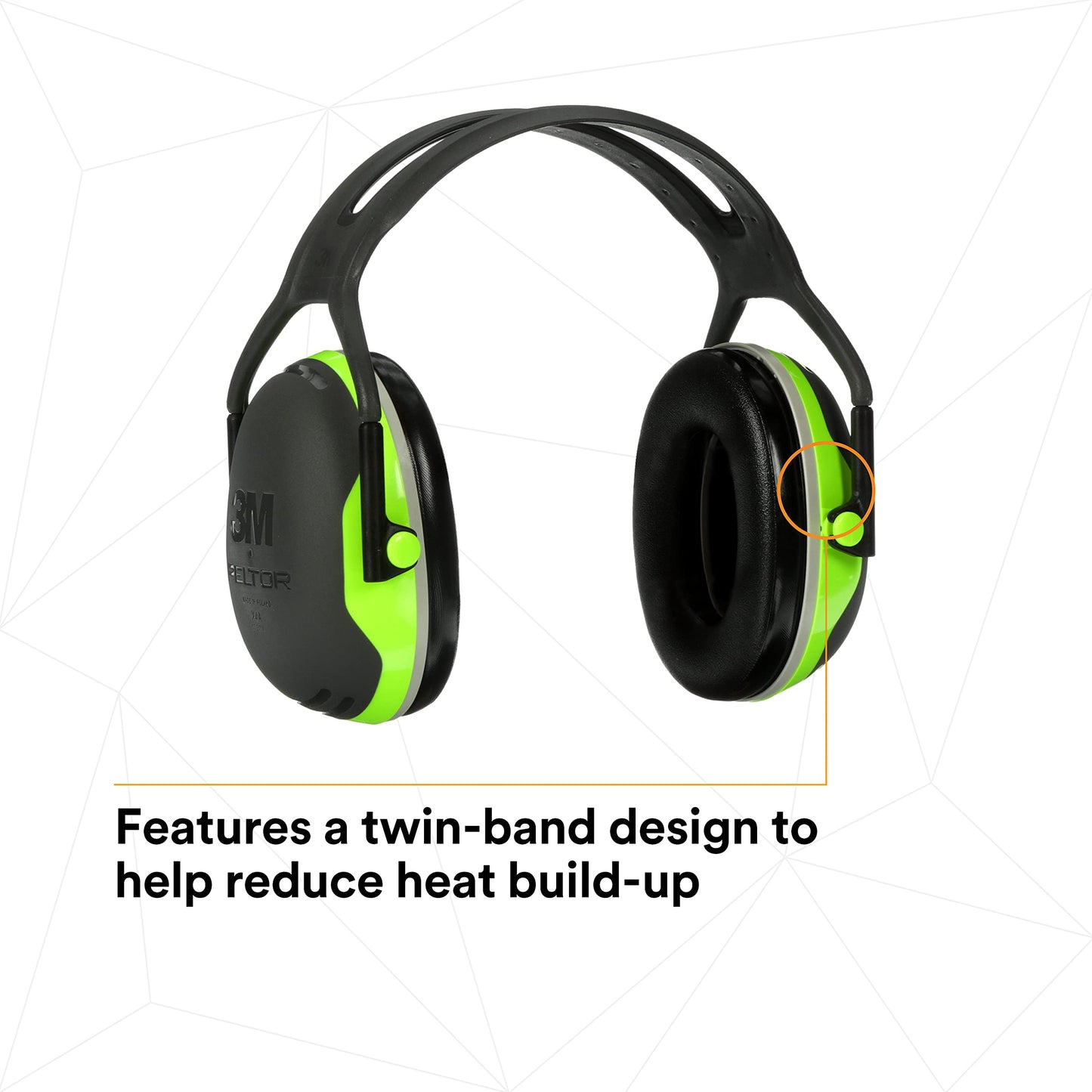 3M PELTOR Hearing Protection Earmuffs, X Series X4A, Over the Head Headband, NRR 27 dB, Pack of 1, Construction, Manufacturing, Electrical, Assembly, Sanding, Black/Green