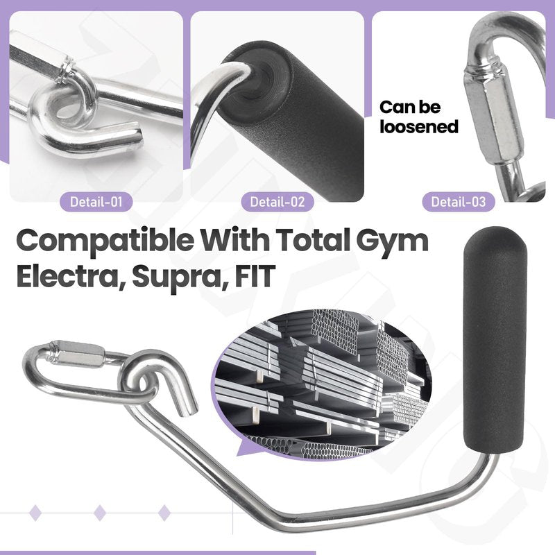 ZHIXING Open Ended Chrome Grip Handles for Tot-al Gym Home Workout Machines 2000, 2200, 2500, 3000, 3000XL, XL, XLS - Total Gym Accessories Compatible with Supra, Electra, FIT, Black