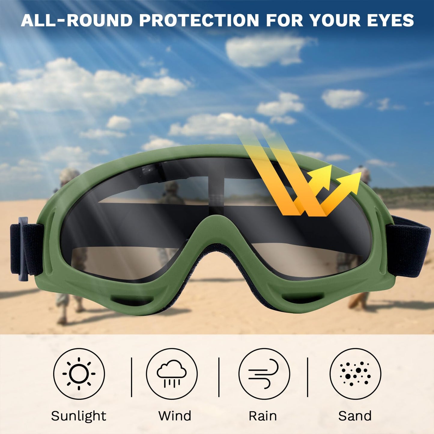 Yzpacc Airsoft Mask with Goggles, Foldable Half Face Airsoft Mesh Mask with Ear Protection for Paintball Shooting Cosplay CS Game