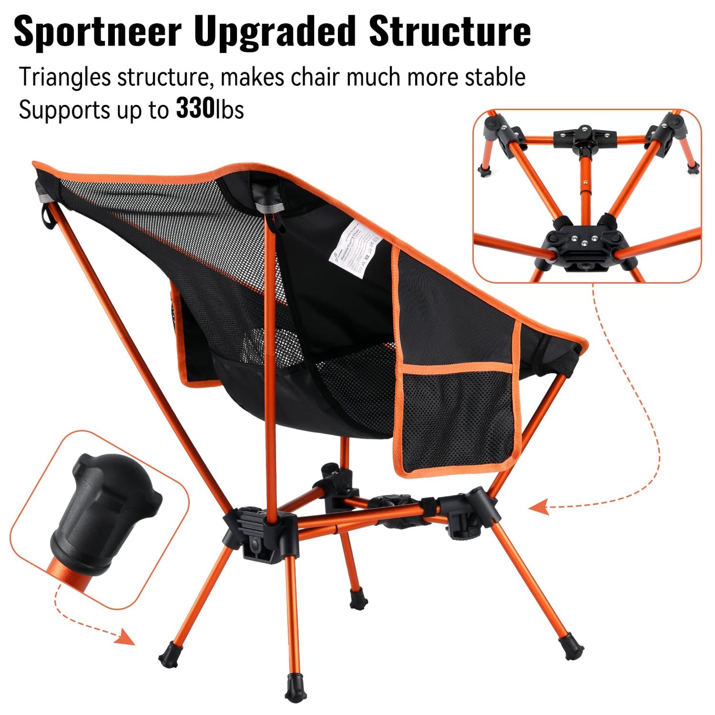 Sportneer Camping Chair, Foldable Chairs for Outside Lightweight Folding Beach Chairs Compact Outdoor Portable Chair for Camping Hiking Lawn Picnic Fishing Travel