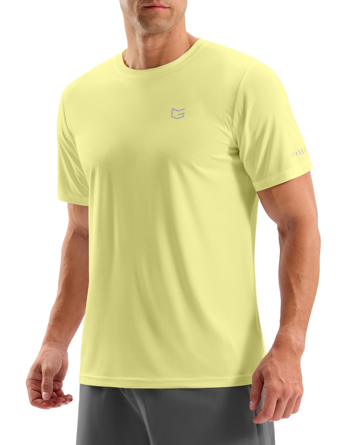 Men's Workout Breathable T-Shirts Dry Fit UPF 50+ Sun Shirts Quick Dry Cooling Tee for Athletic, Running, Hiking (Beige, 3XL)