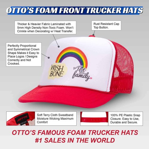 OTTO Wholesale 12 x Polyester Foam Front 5 Panel High Crown Mesh Back Trucker Hat - Khaki - (12 Pcs)