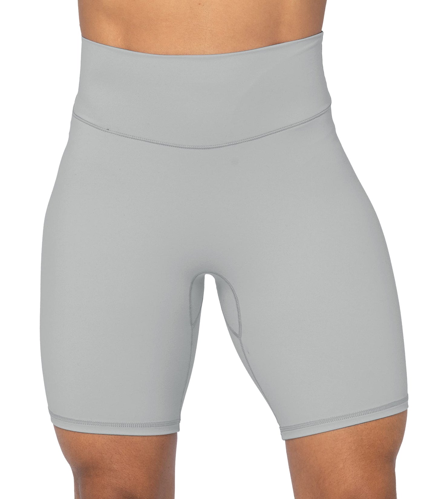 Sunzel 8" High Waist Biker Shorts for Women No Front Seam Soft Yoga Workout Gym Bike Shorts Tummy Control Squat Proof Gray