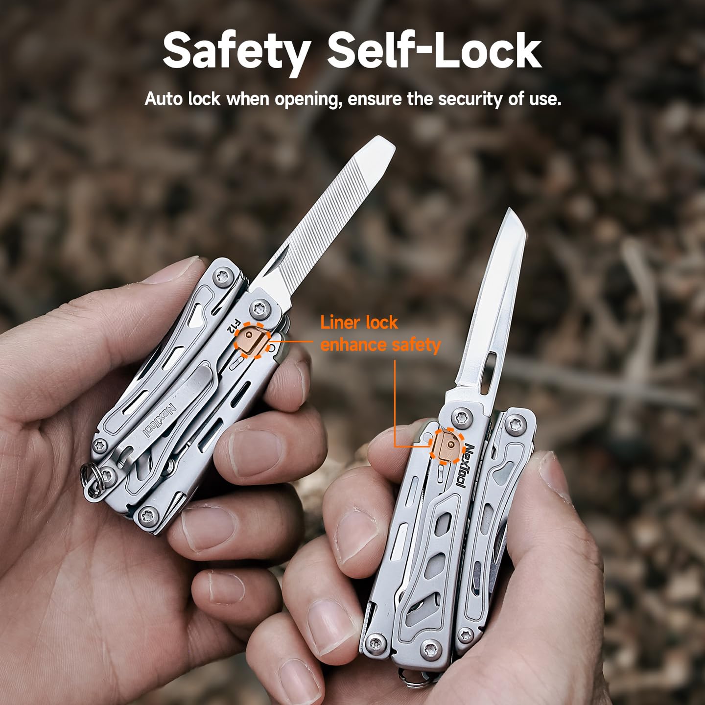 NexTool F12 Mini Multitool, 13-in-1 Keychain Multitool with Serrated Scissors, File and Safety Lock, Upgraded 80Cr14Mov Steel Multi Tool for EDC, Outdoor Adventures and DIY, Gifts for Men
