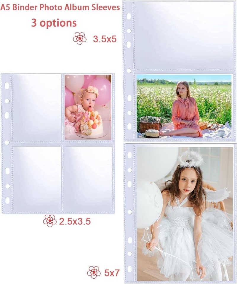 Ultra-Clear 5x7' Photocard Sleeves - 30 Pack, Double-Sided Top Loading for A5 Binders | Perfect for Photos & Postcards