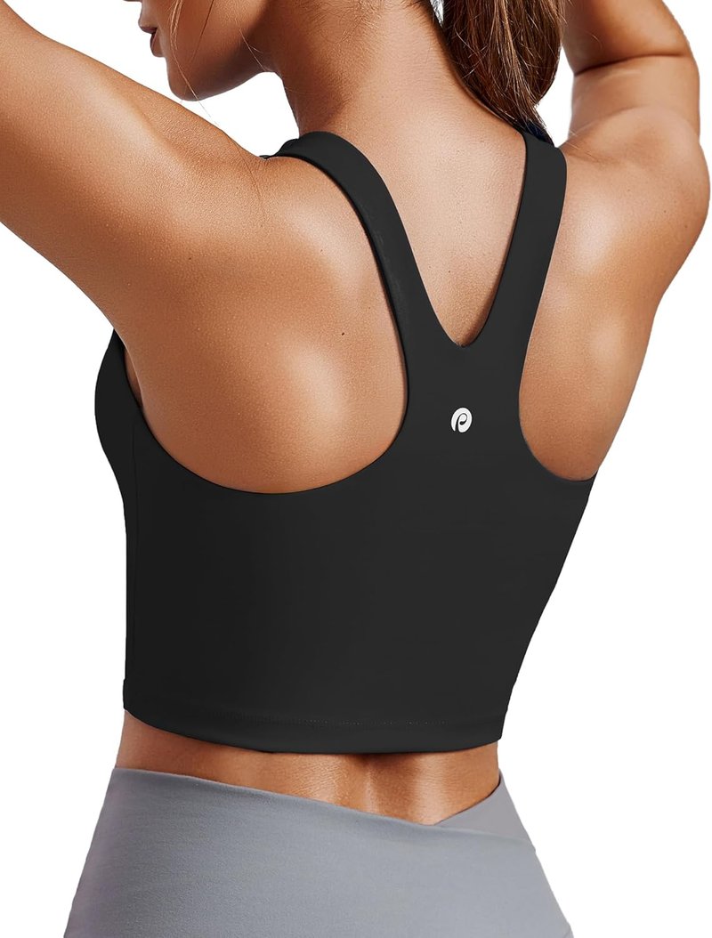 Women’s High Neck Racerback Sports Bra - Longline Padded Yoga Crop Top | Comfortable Workout Tank