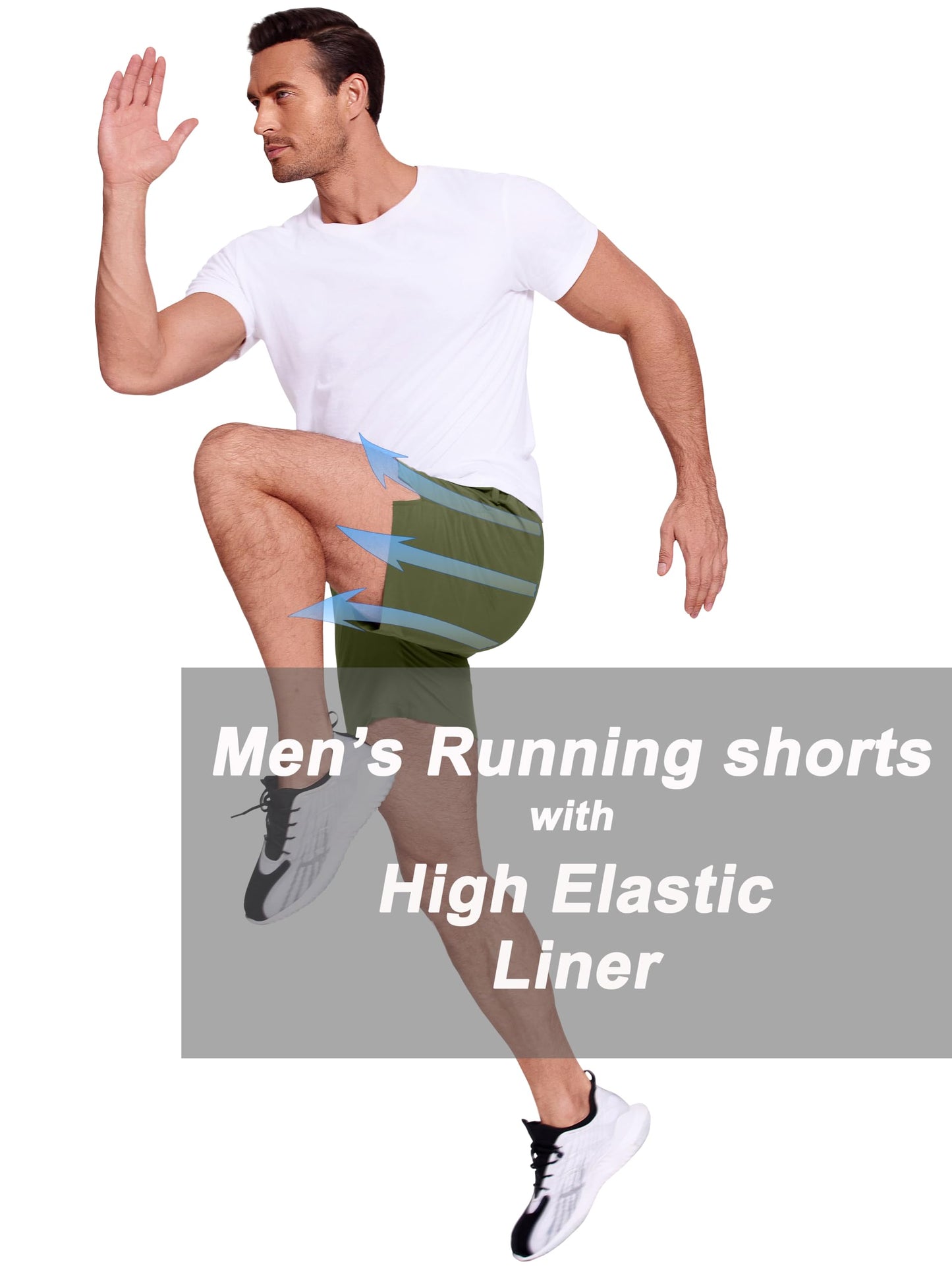 COOFANDY Men's 2 in 1 Running Shorts 2 Pack Athletic Shorts Quick Dry Lightweight Gym Training Workout Sports Shorts with Pockets