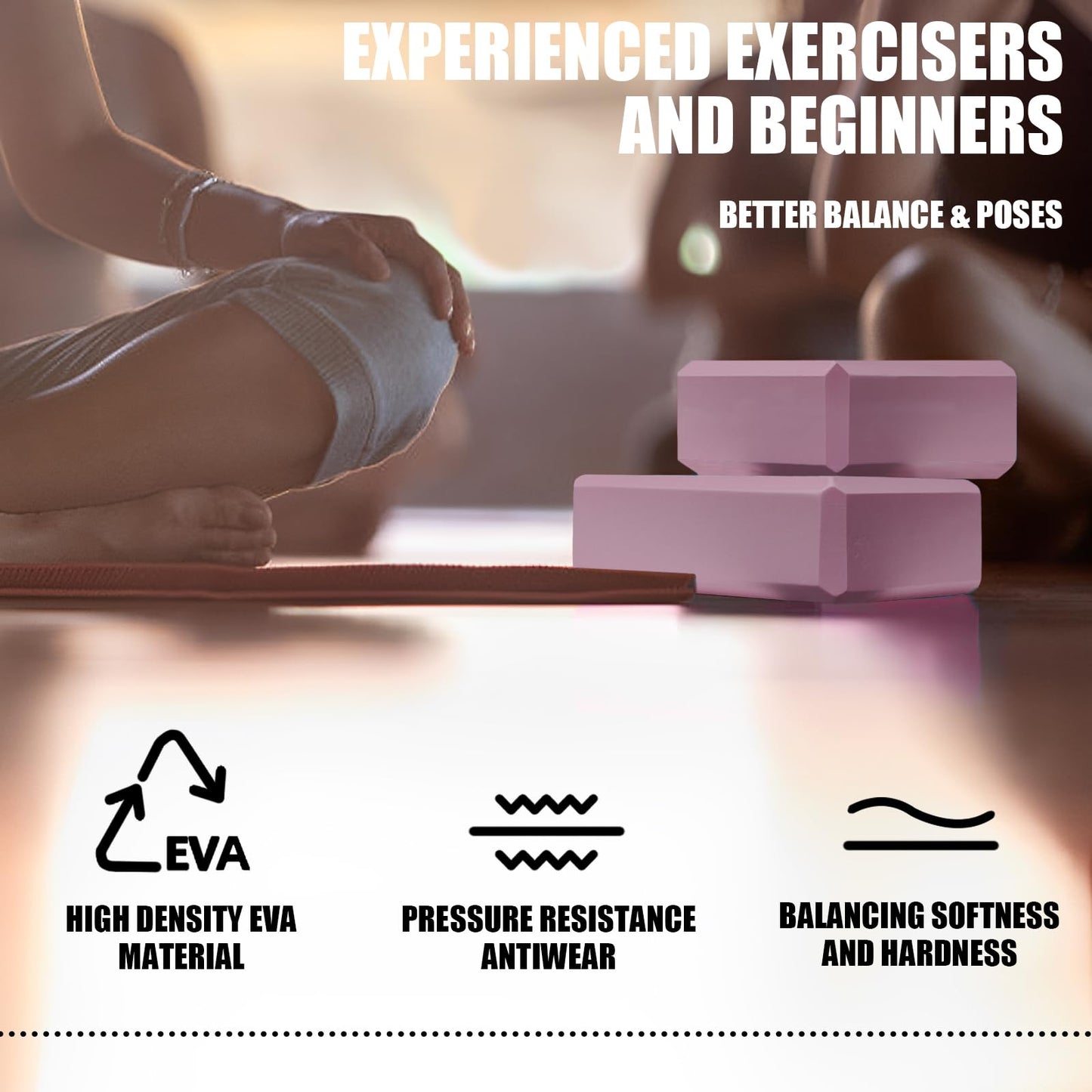 2 Pcs Yoga Blocks, 9"x6"x3" Foam Blocks Yoga Props for Pilates Stretching and Meditation Exercise Blocks Lightweight Yoga Essentials (Pink)