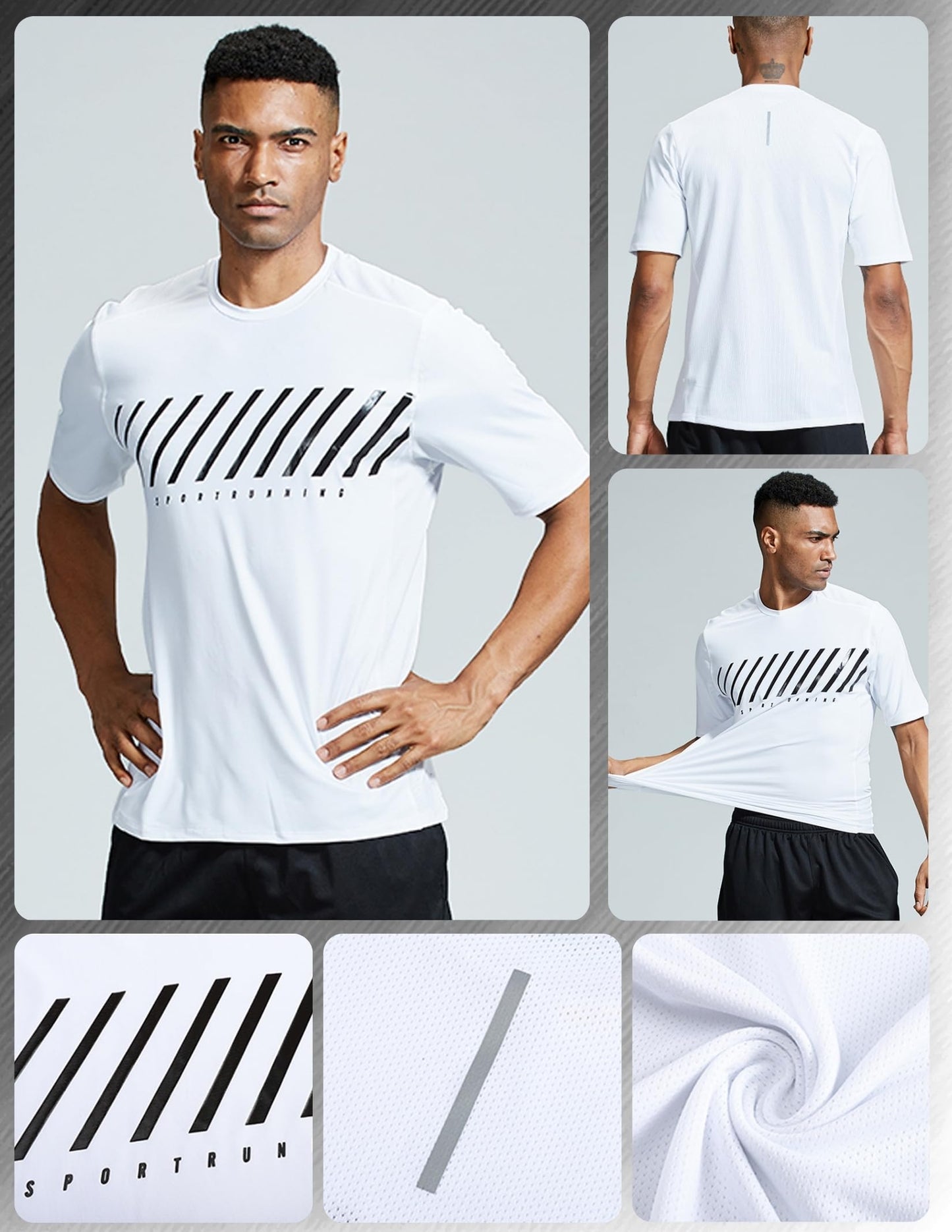 5 Pack Men’s Active Quick Dry Crew Neck T Shirts | Athletic Running Gym Workout Short Sleeve Tee Tops Bulk (Set 14, 5X-Large) White
