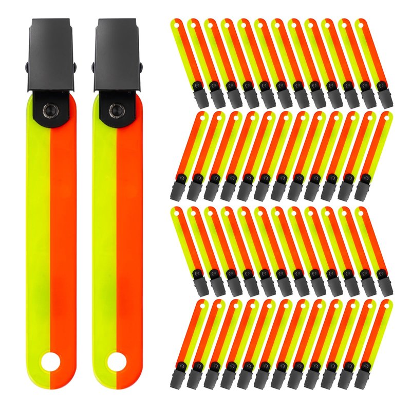 Little World 48-Pack High Visibility Reflective Trail Markers - 4" Fluorescent Orange Clips for Hunting, Hiking & Outdoor Navigation