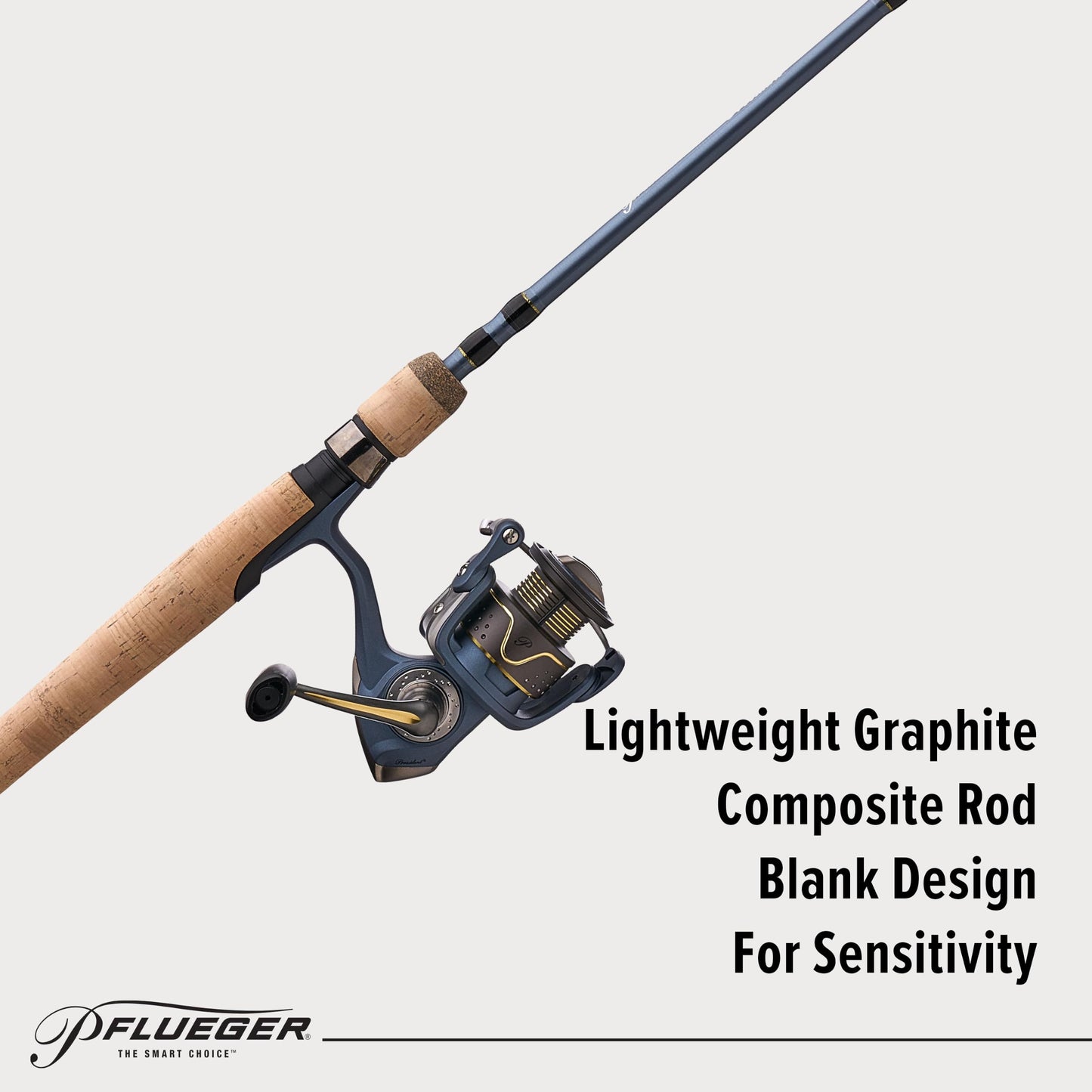 Pflueger 7' President Spinning Reel and Rod Combo, Medium, 1-Piece Graphite Rod, Size 35 Reel, Aluminum Spool