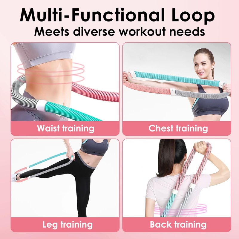 ZEMBSOYA Weighted Soft Spring Hula Hoop for Adults, Upgraded Closed Silent Version Fitness Hoop, Waist-Friendly, 3.3lb Portable Slimming Exercise Equipment for Home and Travel
