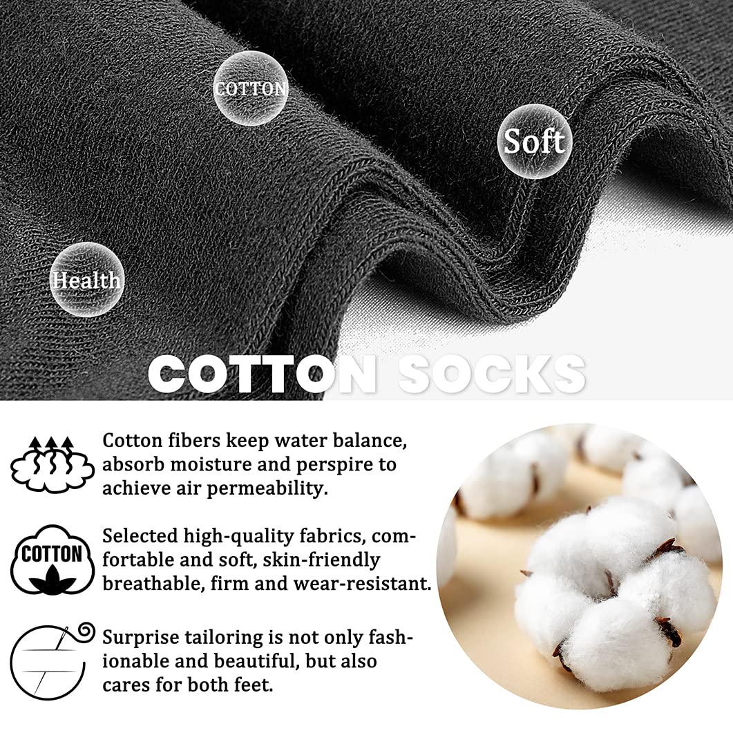 CHARMKING 6 Pairs Crew Socks for Women Soft Cotton Bootie Socks Moisture-wicking Casual Socks Non Slip Above Ankle (Black/White/Grey)