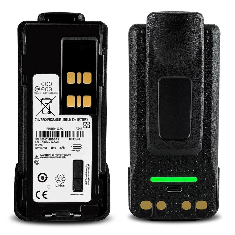 7.4V 5500mAh PMNN4409AR PMNN4409BR High Capacity Two-Way Radio Battery Replacement for Motorola XPR7350 XPR7580 XPR7550 XPR3300 APX4000 APX1000 XPR3500 DP4400 PMNN4448 (Power display+Type-C Charge)