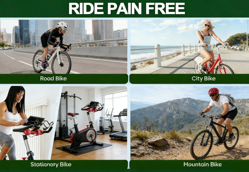 Bike Seat Cushion - Gel Padded Bicycle Saddle Cover | Universal Fit for Peloton, Stationary, Mountain & Road Bikes - Comfortable for Indoor/Outdoor Cycling & Exercise