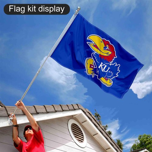 College Flags & Banners Co. Kansas Jayhawks Flag and Pole Bracket Mount Bundle