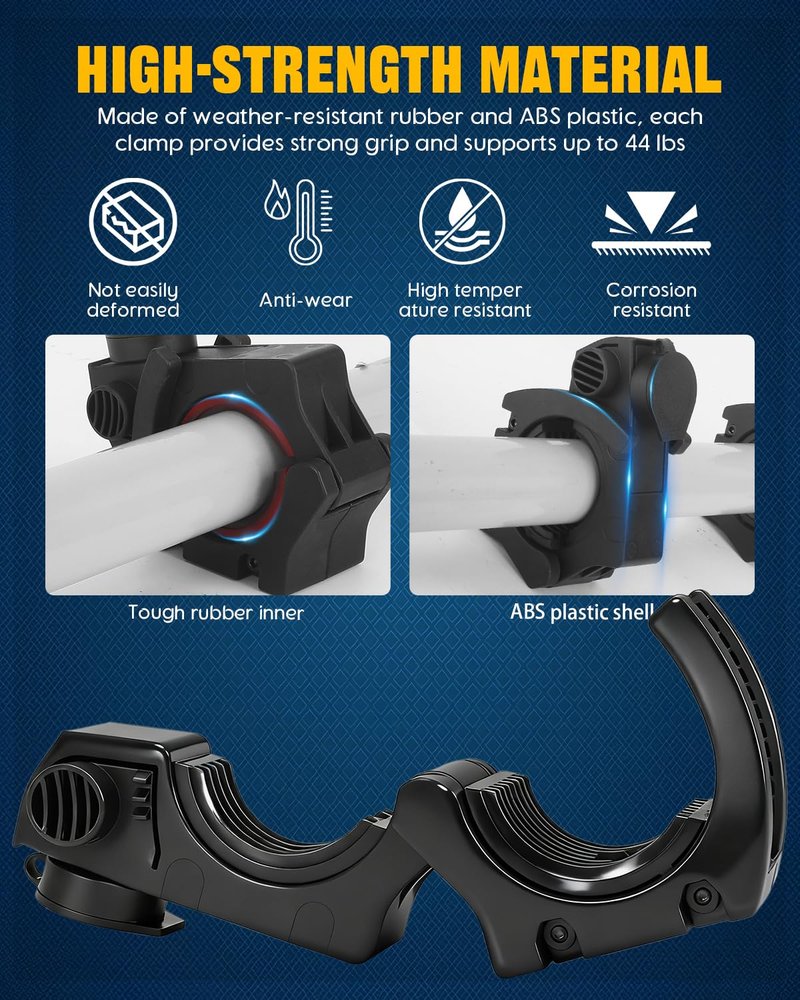 ADTOPI 4 Pack Shovel Mount with Lock, Roof Rack Shovel Holder Fit 1.38’’ to 1.97’’in Diameter Tools, Quick Release Rubber Clamp Grip Mount Kit for Off-Road Vehicle Truck SUV UTV ATV