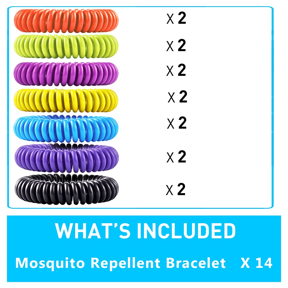 14 Pack Mosquito Bracelets for Kids Adult - Nature Citronella, Lemongrass and Eucalyptus, Up to 350 Hour of Protection