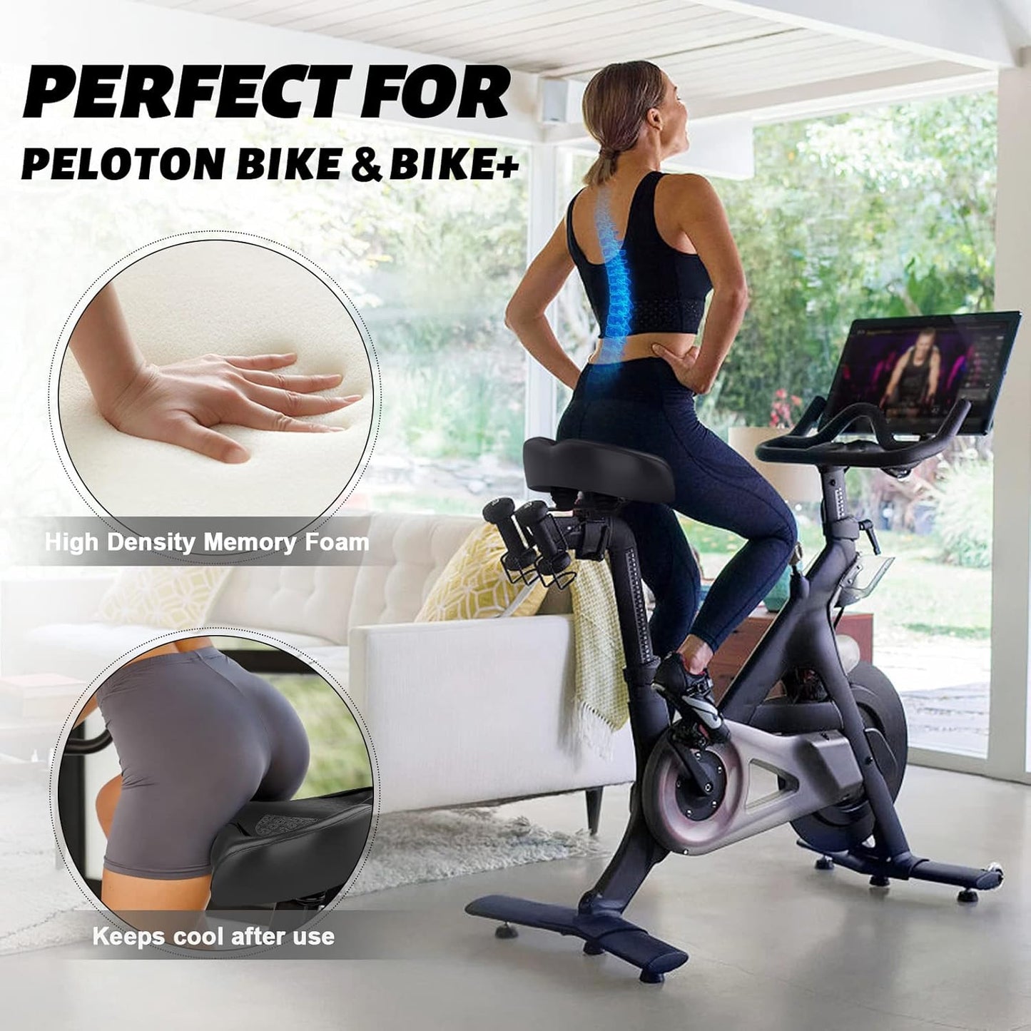 Comfortable Bicycle Seat - Oversized Saddle for Men & Women | Fits Peloton, Exercise, Electric & Mountain Bikes