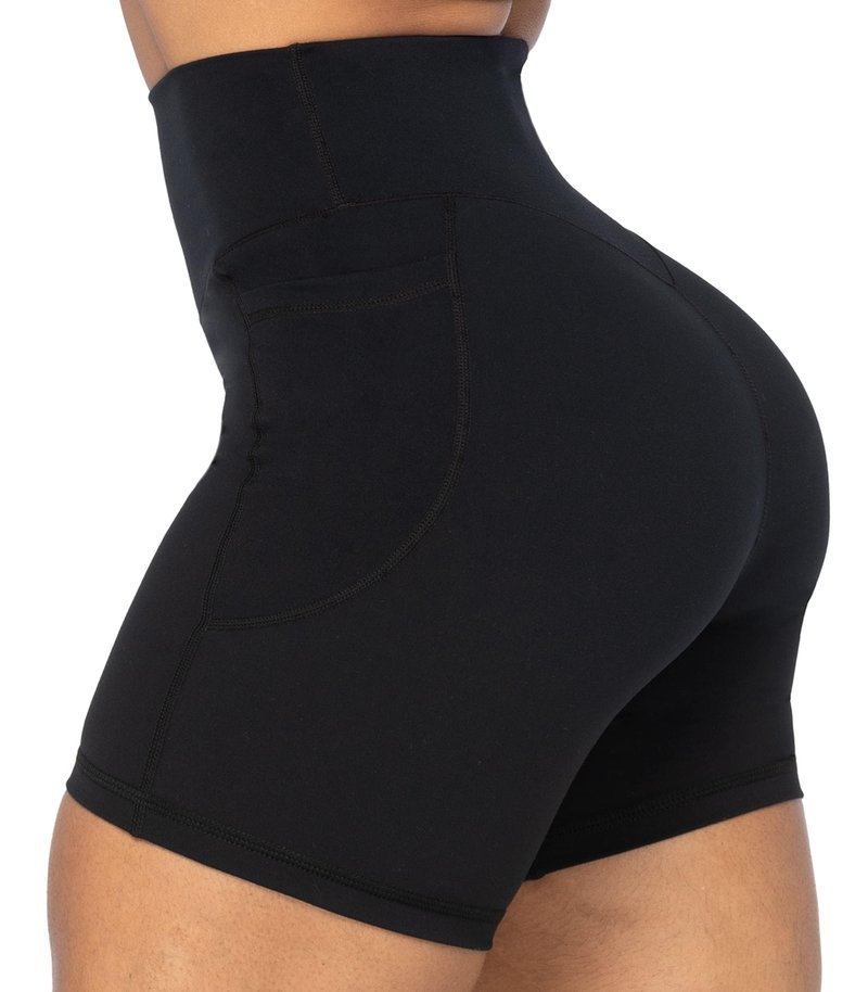 Sunzel No Front Seam Biker Shorts for Women with Pockets, Yoga Workout Gym Bike Shorts with Tummy Control 5" Inseam Jasper Green Medium