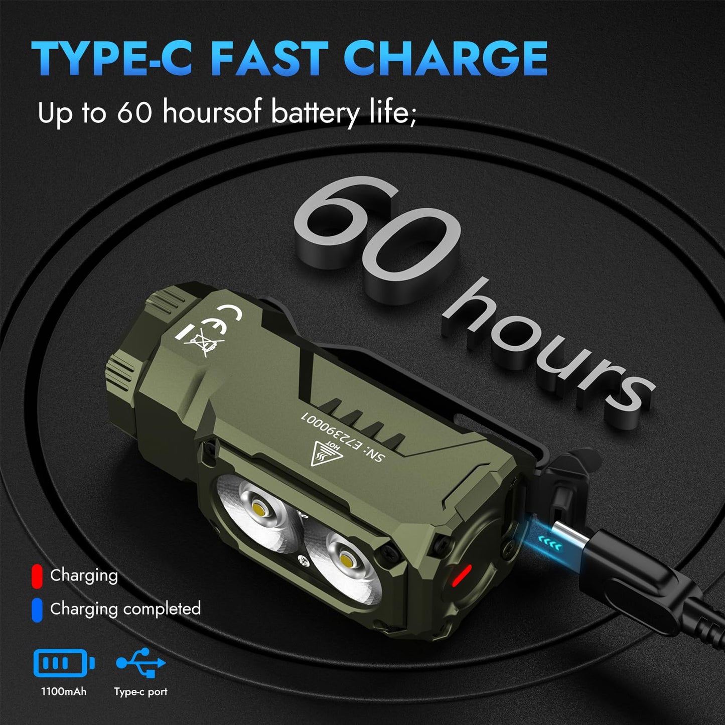 WUBEN E7 1800 Lm Hight Lumen Mini Flashlight with Magnet