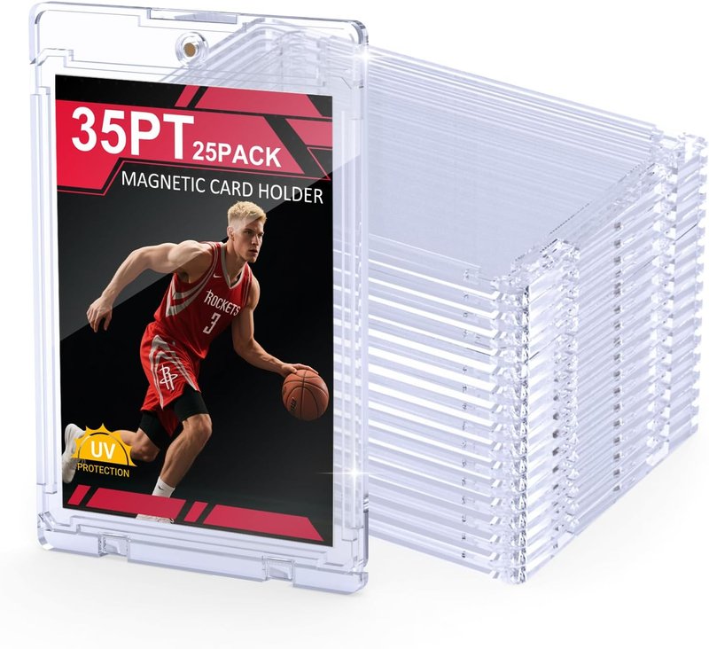 Magnetic Trading Card Holders - 25ct 35pt U-V Protection Display Cases | Hard Plastic Protectors