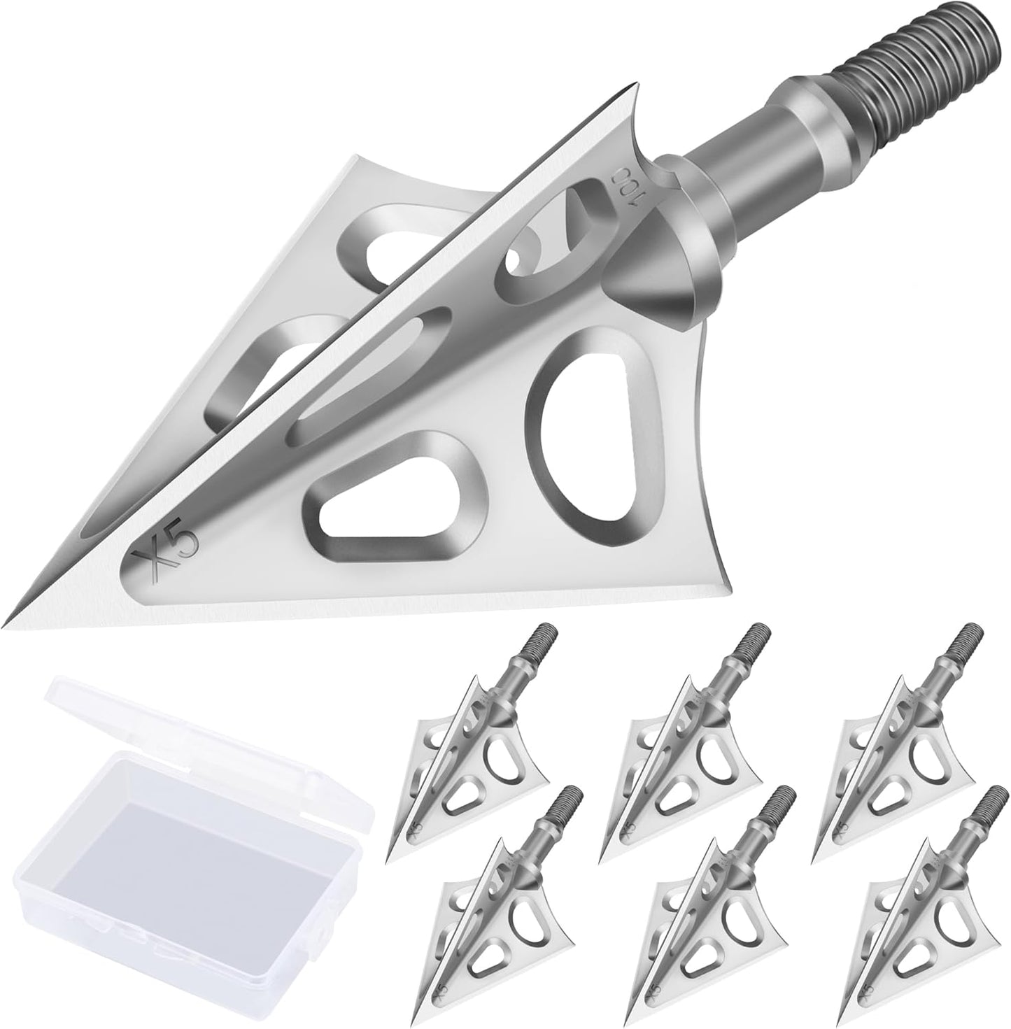 Hunting Broadheads - 3 Fixed Blade 100 Grain Screw-In Archery Tips | Compatible with Crossbows & Bows
