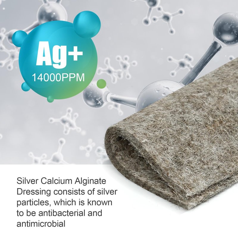 OPTITEKNIK Ag Silver Calcium Alginate Wound Dressing Pads 2"x2" Pack of 10, Soft Silver Dressings for Wound Care, Gentle Highly Absorbent Dressing, Non Stick Gauze Pads for Wounds