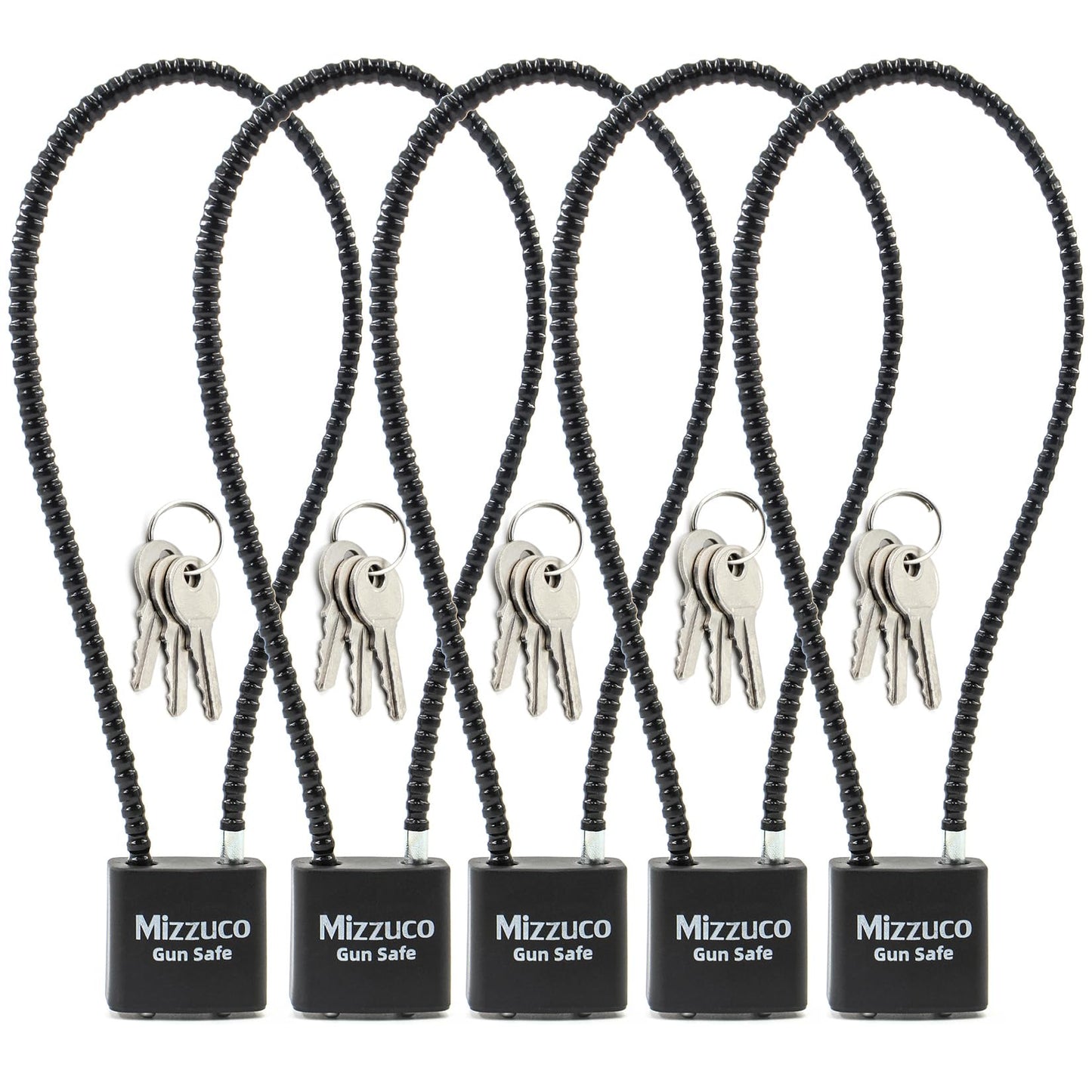 Cable Gun Locks with Keys Simple Operation 15" Compatible with Pistols, Handguns, Rifles, and Shotguns, Home and Storage for Firearm Locking and Safety 5PCS