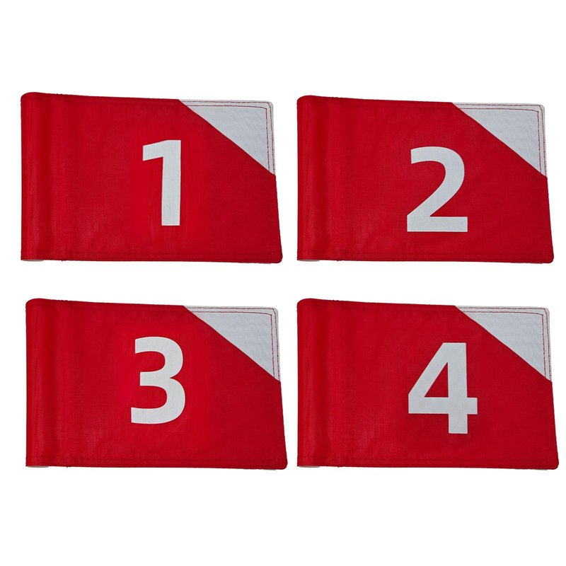Crestgolf 4 PCS Mini Golf Flags for Yard, All 8x6 Inch, Upgraded Dual-Layer 420D Nylon, Double Sided Printing, Numbered 1-4 Golf Pin Flags for Practice Putting Green with Tube Inserted