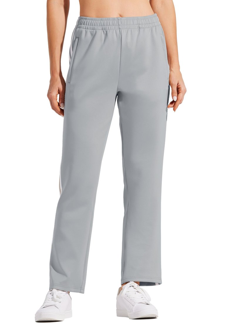 Willit Women's Track Pants Warm Up Athletic Running Sweatpants Sports Training Pants Straight Leg with Zipper Pockets Light Gray XXL