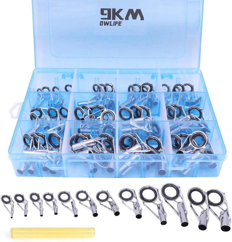 Fishing Rod Tip Repair Kit - Black Stainless Steel with Wear-Resistant Ceramic Ring | 25/35/45/60/65 Pcs