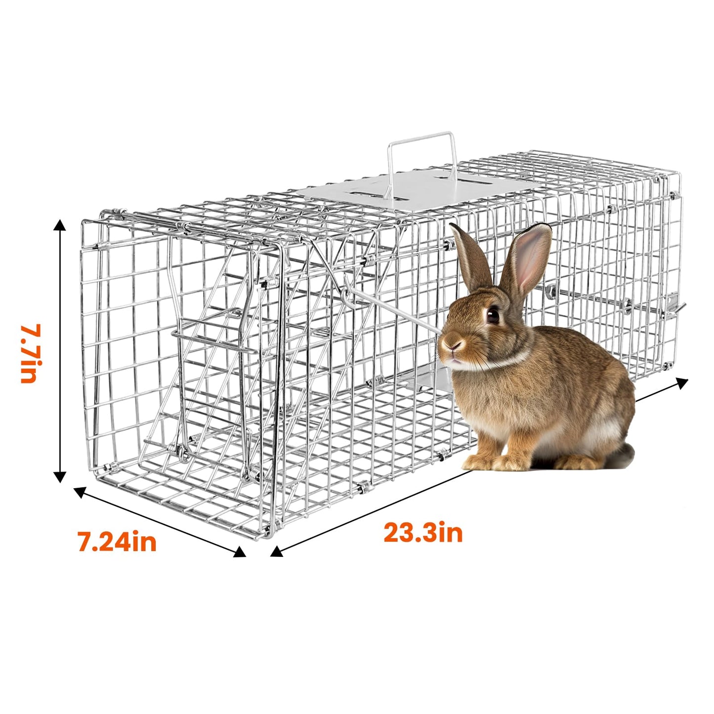 24” Humane Live Animal Trap Cage, Heavy Duty Folding Catch and Release Rodent Trap for Squirrels, Rabbits, Stray Cats, Skunks, Moles, Gophers, Groundhogs – Galvanized Rustproof Steel