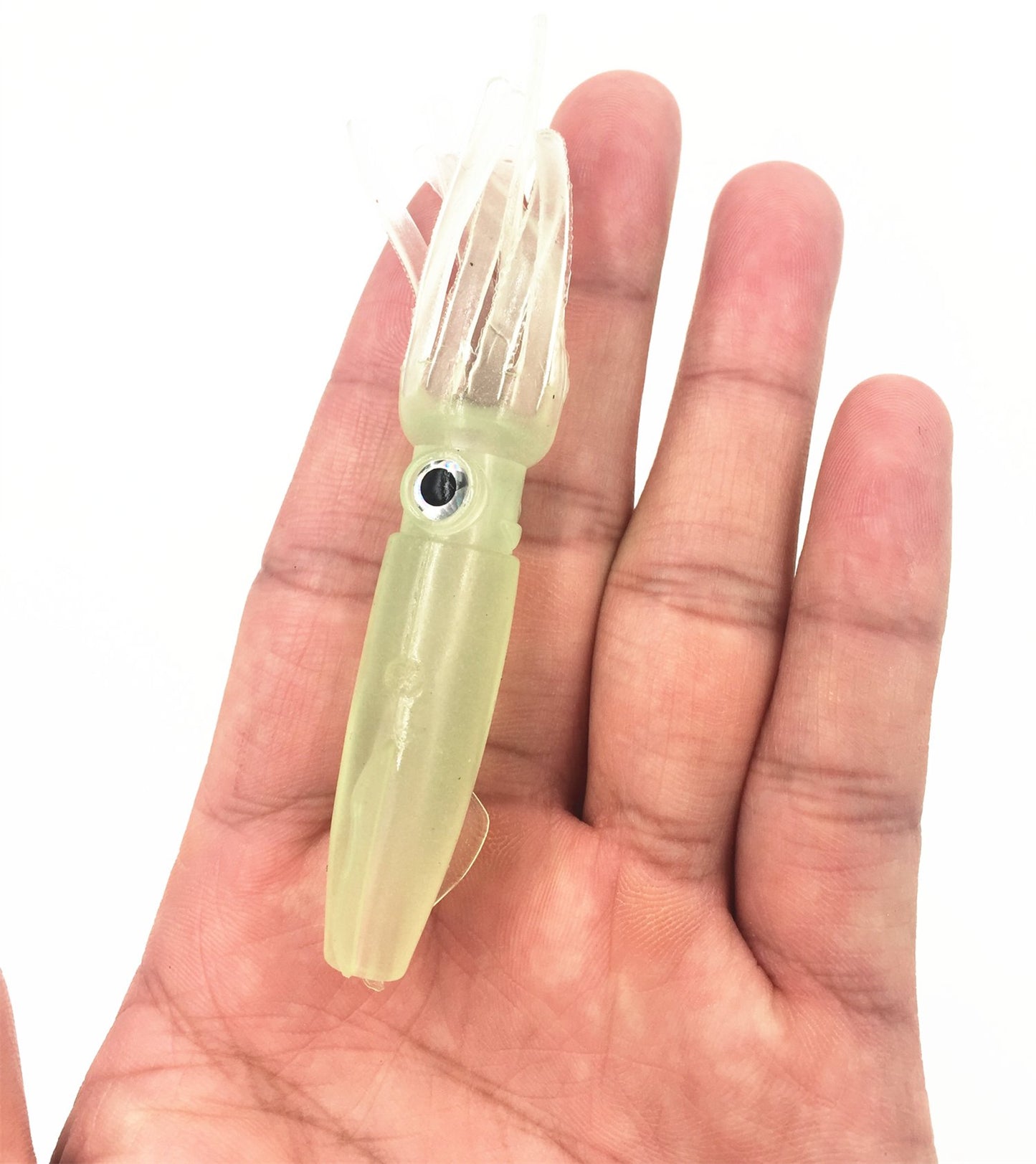 Soft Luminous Octopus Trolling Saltwater Bait Squid Skirt Fishing Lures Glow in Dark,4.13inch,(Green 5pcs)
