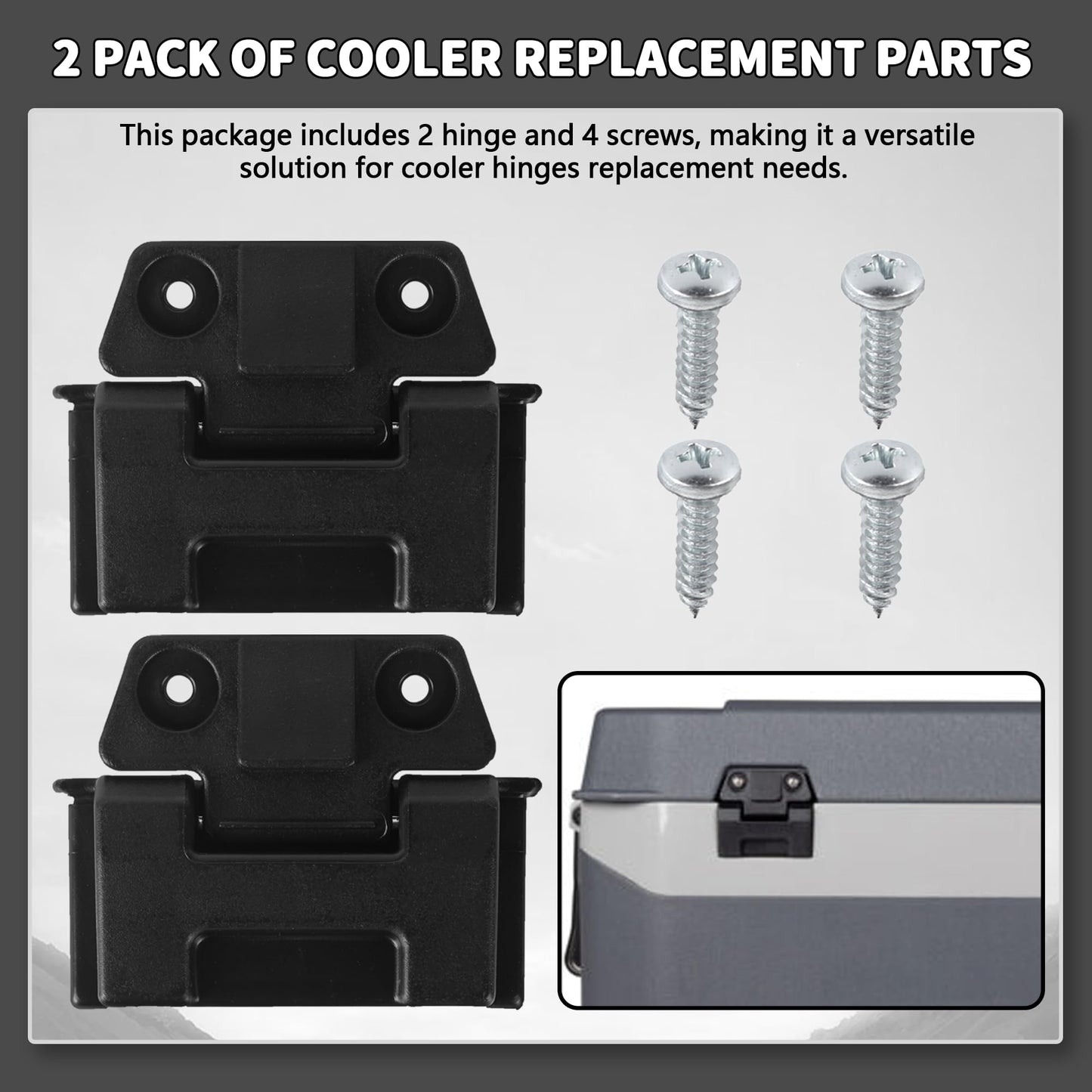 Aussio (2 Pack) Coolers Hinge for Igloo 25, 52, 72 Qt BMX Coolers Latch Replacement Parts Cooler Hinges with Screws for Igloo Cooler Replacement Hinges