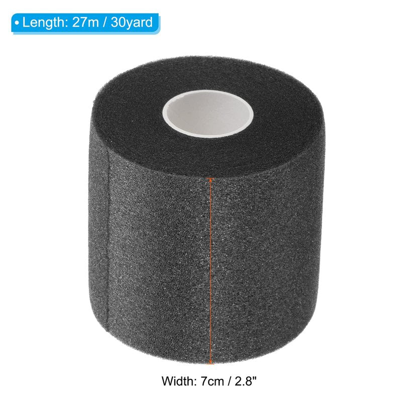 PATIKIL 30 Yard x 2.8 Inch Badminton Grip Cushion Wrap, 2 Pack PE Tennis Racket Grip Tape Backing Film Handle Anti Skid Cushion Accessories, Black