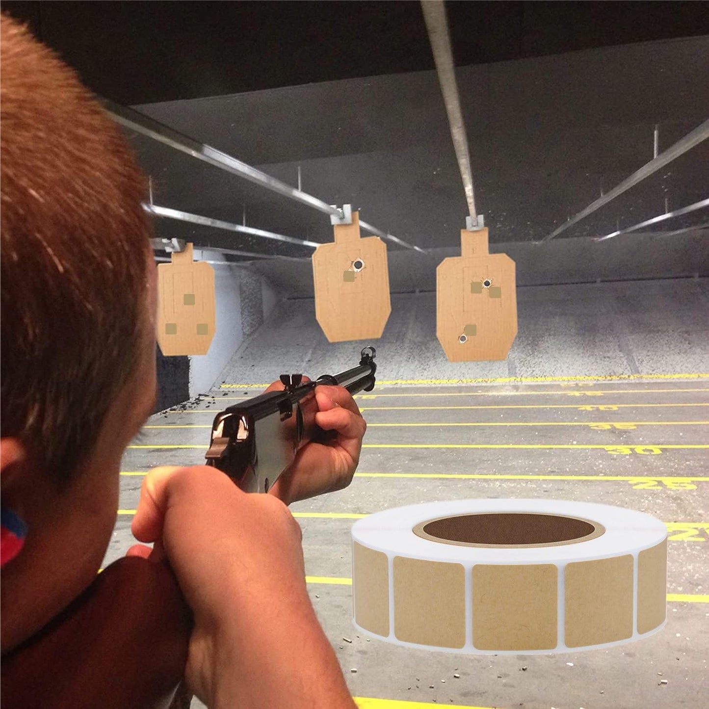 Hybsk 1000pcs Target Pasters 0.85 Inch Square Blank Kraft Stickers for Shooting Range Practice Target Repair