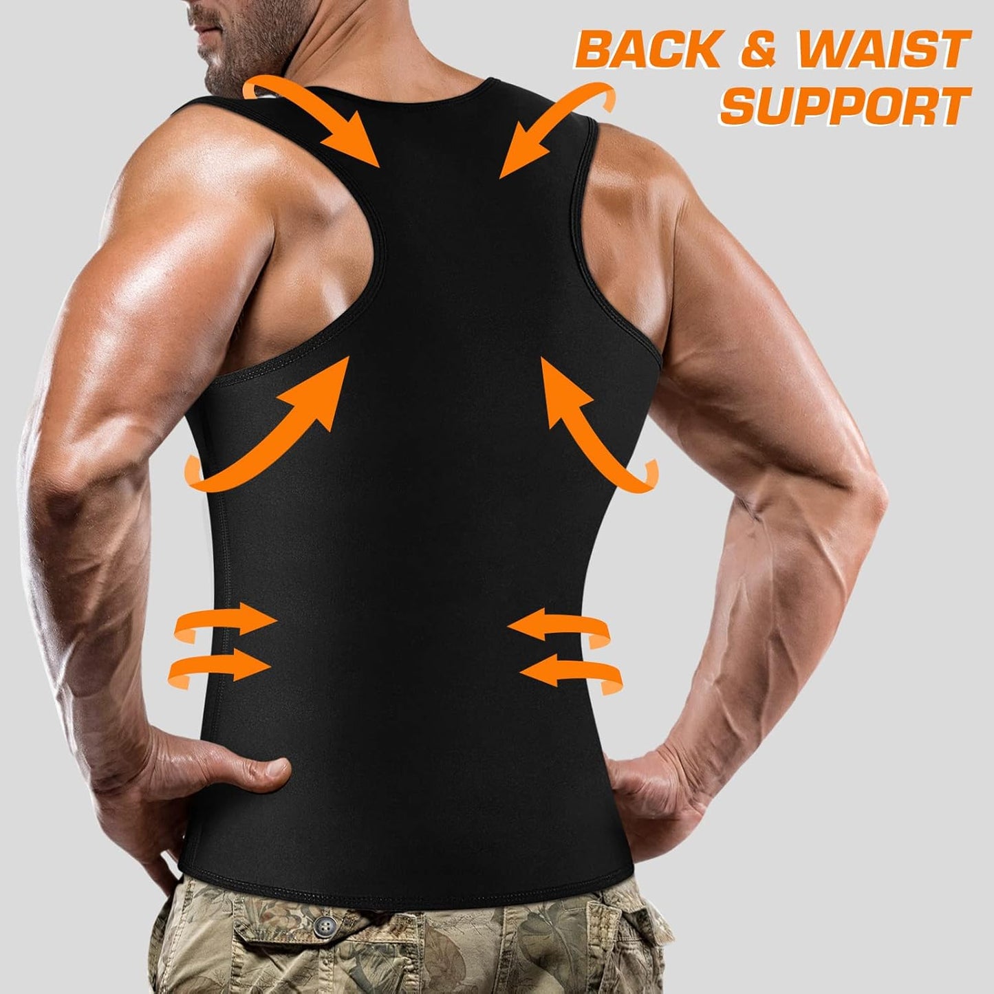 Men's Waist Trainer Sauna Suit Shirt - Compression Vest for Gym Workouts & Sweat Boosting | Fitness Top