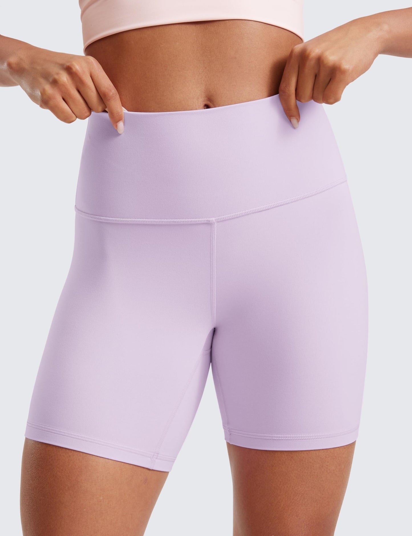 CRZ YOGA ButterLuxe Biker Shorts 6" - High Waisted Workout Running Volleyball Spandex Yoga Womens Lilac Air Small