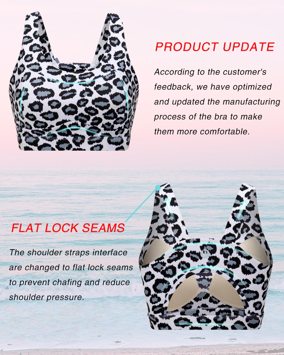 RUNNING GIRL High Impact Sports Bras for Women,Racerback Running Bra Workout Crop Tank Tops Longline Sports Bra Push up(WX2667 White Leopard S)