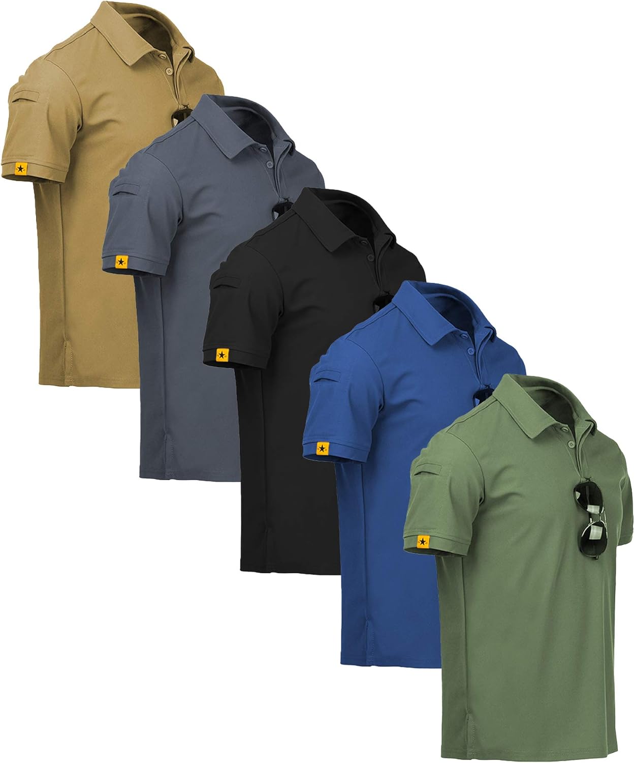 Men's Moisture-Wicking Polo Shirts - 5 Pack Short Sleeve Golf & Tennis T-Shirts | Summer Activewear
