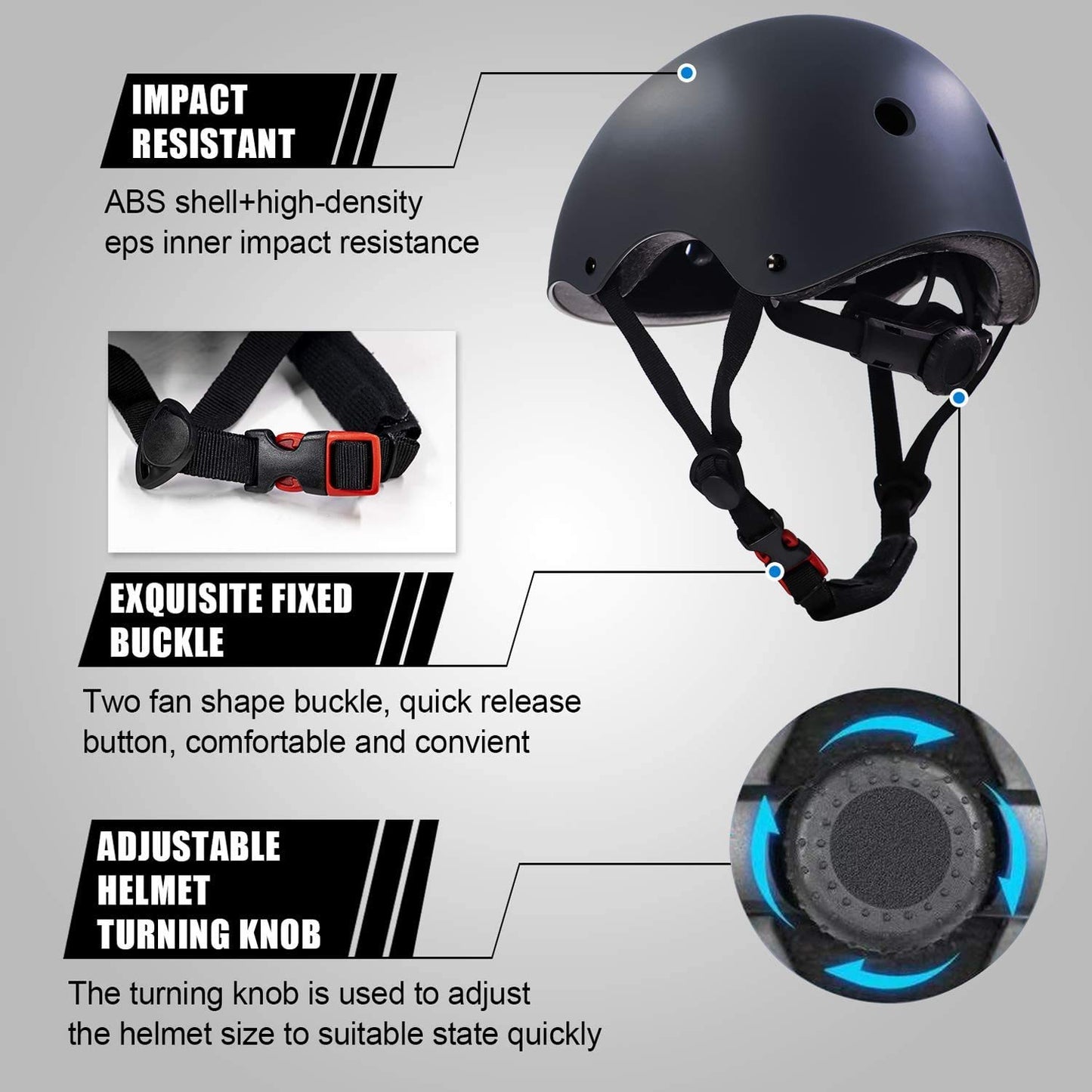 Adjustable Helmet for Ages 3-16 Kids Toddler Boys Girls Youth,Protective Gear with Elbow Knee Wrist Pads for Multi-Sports Skateboarding Bike Riding Scooter Inline skatings Longboard Roller Skate
