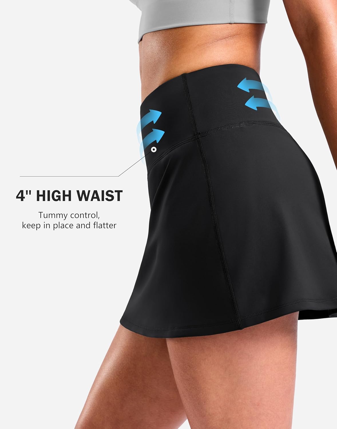 SANTINY High Waisted A-Line Skorts for Women - 2 Pockets | Casual Pickleball & Golf Skirt (13.5"/15")