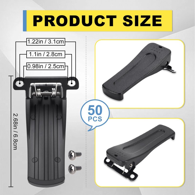 Kingdder 50 Pcs Walkie Talkies Radio Belt Clips with 100 Pcs Compatible Screws for Walkie Talkies Two Way Radio Compatible with Bf-888s Bf-666s Bf-777s Retevis H-777