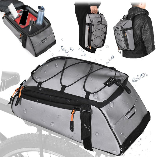 Lixada 10L Reflective Bicycle Rear Rack Bag 4-in-1 Waterproof Bike Saddle Bag Bike Rear Rack Pouch with Shoulder Strap Cycling Bicycle Saddle Panniers Lightweight Compact for Traveling Commuting