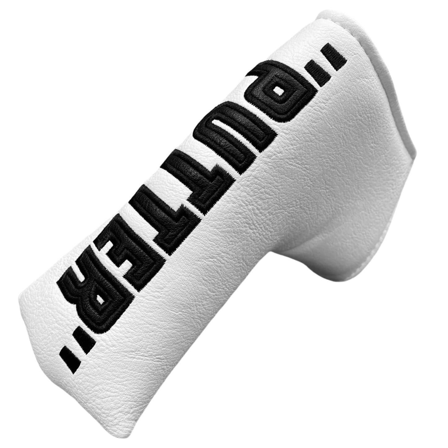 Golf Blade Putter Head Cover Headcover Magnetic Letter Putter Golf Headcover - White Synthetic Leather Putter Cover Gifts for Men Golfers