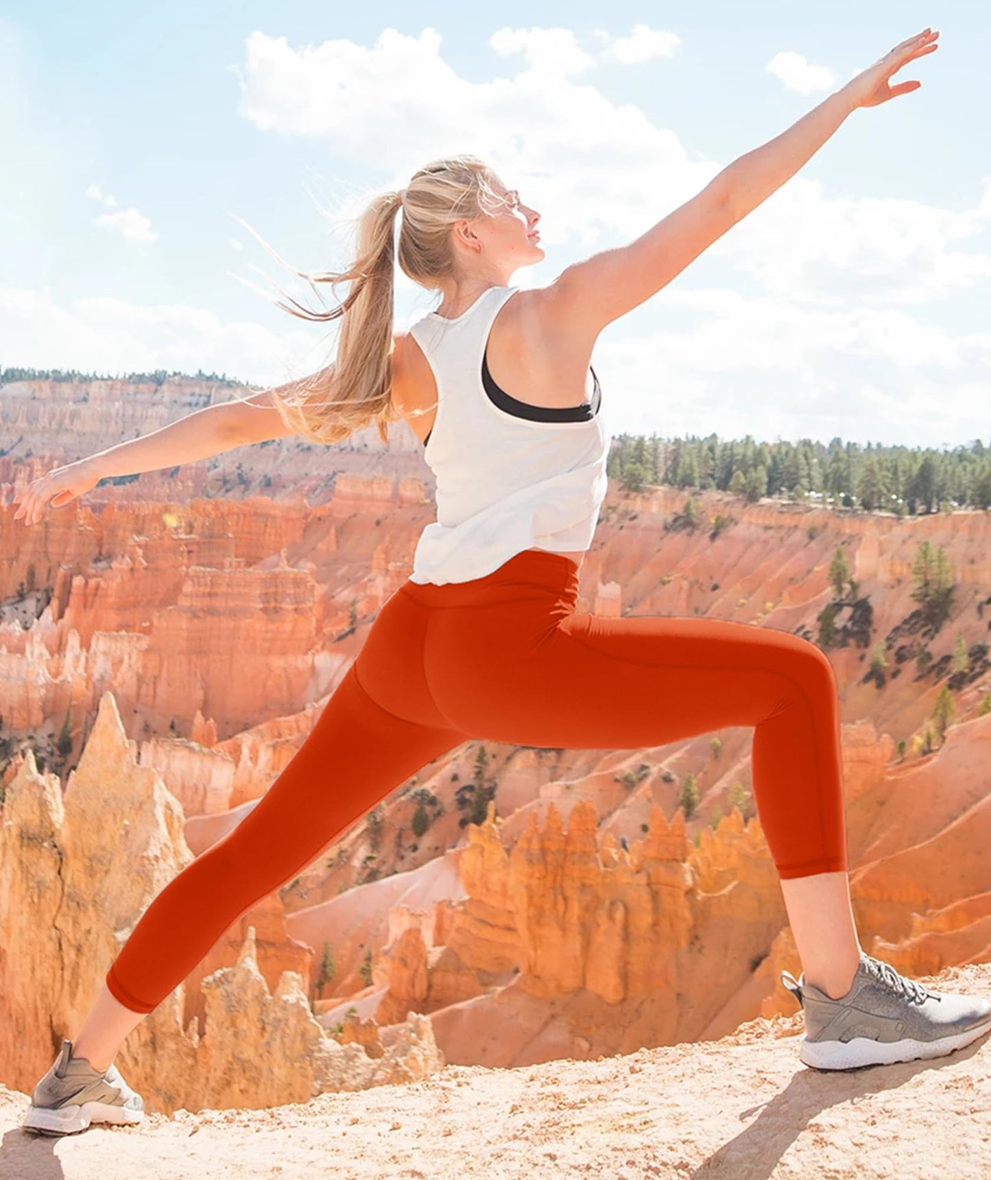 GAYHAY High Waisted Capri Leggings for Women - Soft Slim Yoga Pants for Running Cycling Workout Orange