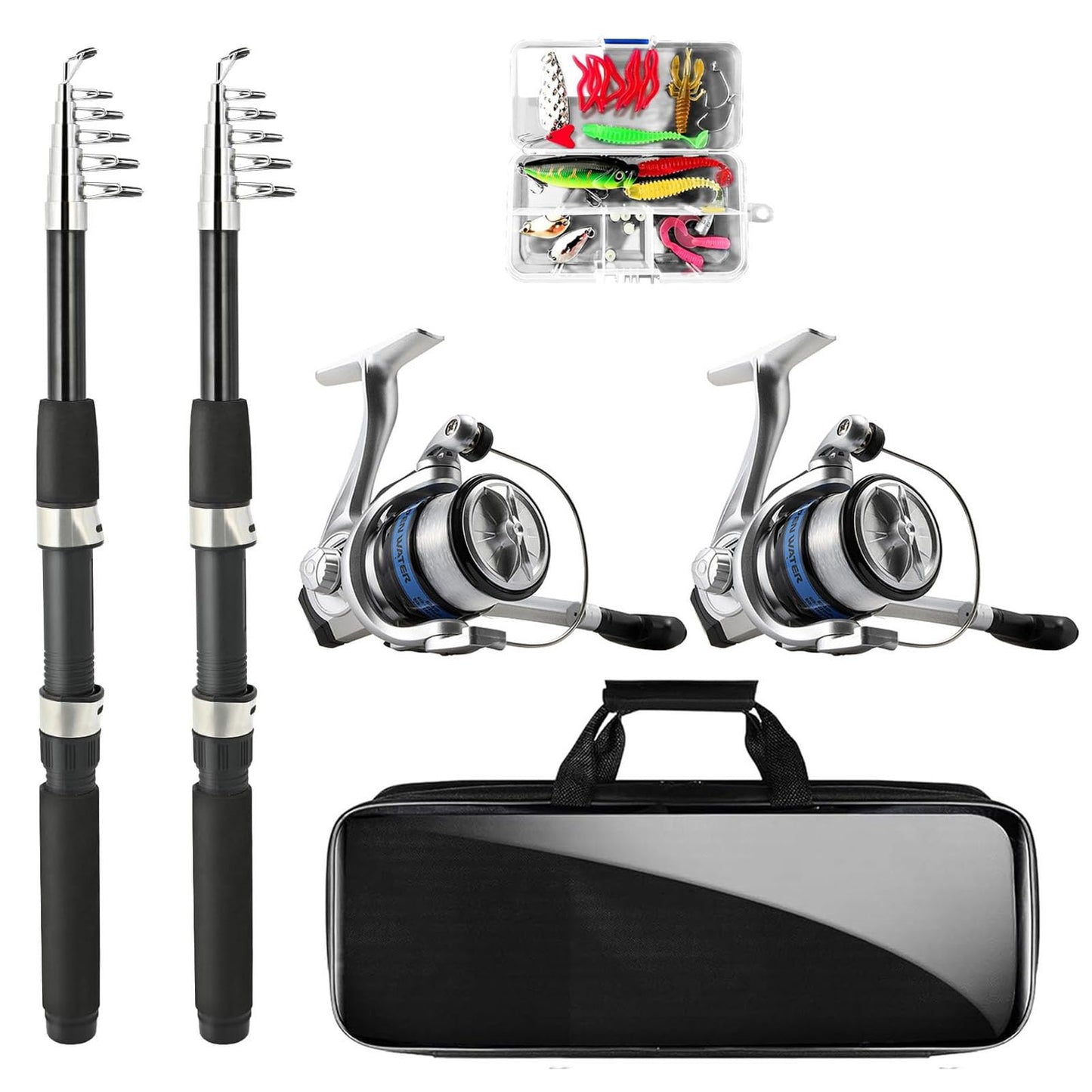 Luyianxi Fishing Rod and Reel Combo - 6.9FT Collapsible Fishing Kits, Carbon Fiber Fishing Pole Spinning Reel Lures Set with Carrier Bag, Fishing Gear for Adults Travel Saltwater Freshwater